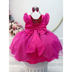 Vestido Infantil Pink Saia C/ Tule e Glitter Daminhas