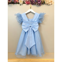Vestido Infantil Princesa Frozen Elza Anna Azul Claro Festas