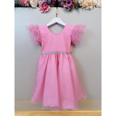 Vestido Infantil Rosa Com Glitter Daminhas Festas