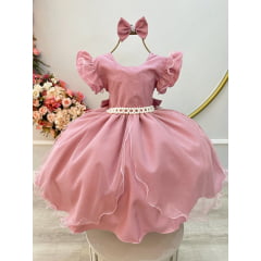 Vestido Infantil Rose Saia C/ Tule e Glitter Daminhas