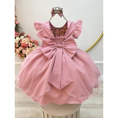 Vestido Infantil Rose Saia C/ Tule e Glitter Daminhas