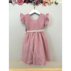 Vestido Infantil Rose Saia C/ Tule e Glitter Daminhas