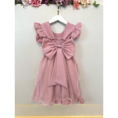 Vestido Infantil Rose Saia C/ Tule e Glitter Daminhas