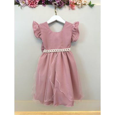 Vestido Infantil Rose Saia C/ Tule e Glitter Daminhas