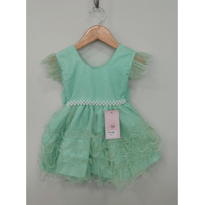 Vestido Infantil Verde Menta Saia C/ Babados e Glitter Festas Vestido Infantil Verde Menta Saia C/ Babados e Glitter Festas