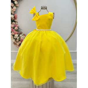 Vestido Infantil Longo Amarelo Luxo Daminhas Formaturas