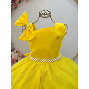 Vestido Infantil Longo Amarelo Luxo Daminhas Formaturas