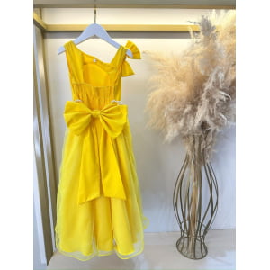 Vestido Infantil Longo Amarelo Luxo Daminhas Formaturas