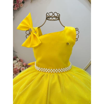 Vestido Infantil Longo Amarelo Luxo Daminhas Formaturas