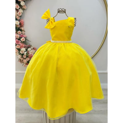 Vestido Infantil Longo Amarelo Luxo Daminhas Formaturas