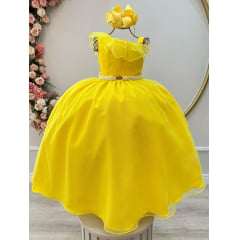 Vestido Infantil Longo Amarelo Luxo Formaturas Daminhas