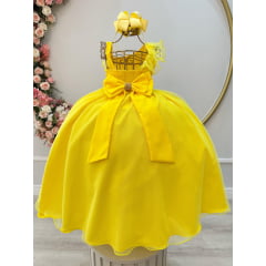 Vestido Infantil Longo Amarelo Luxo Formaturas Daminhas