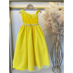 Vestido Infantil Longo Amarelo Luxo Formaturas Daminhas
