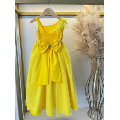 Vestido Infantil Longo Amarelo Luxo Formaturas Daminhas