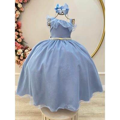 Vestido Infantil Longo Azul Formaturas Daminhas Vestido Infantil Longo Azul Formaturas Daminhas