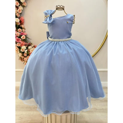 Vestido Infantil Longo Azul Luxo Daminhas Formaturas