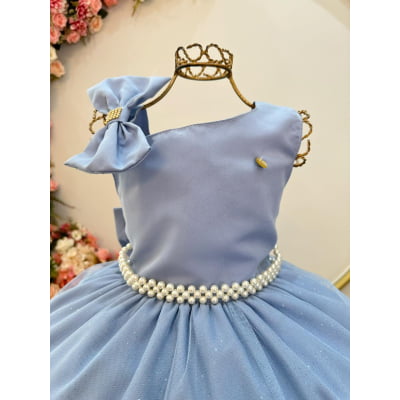 Vestido Infantil Longo Azul Luxo Daminhas Formaturas