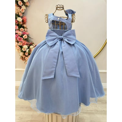 Vestido Infantil Longo Azul Luxo Daminhas Formaturas