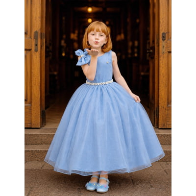 Vestido Infantil Longo Azul Luxo Daminhas Formaturas Vestido Infantil Longo Azul Luxo Daminhas Formaturas