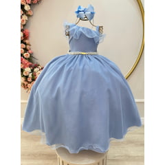 Vestido Infantil Longo Azul Luxo Formaturas Daminhas