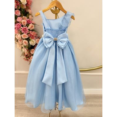 Vestido Infantil Longo Azul Luxo Formaturas Daminhas