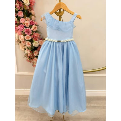 Vestido Infantil Longo Azul Luxo Formaturas Daminhas