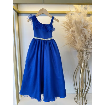 Vestido Infantil Longo Azul Royal Formaturas Daminhas