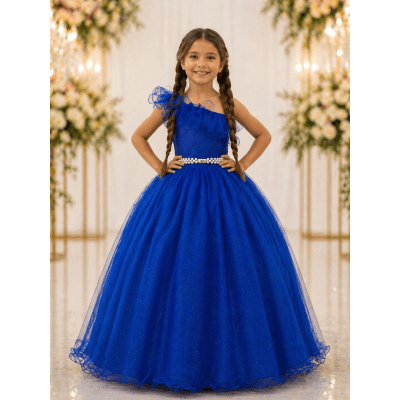 Vestido Infantil Longo Azul Royal Formaturas Daminhas