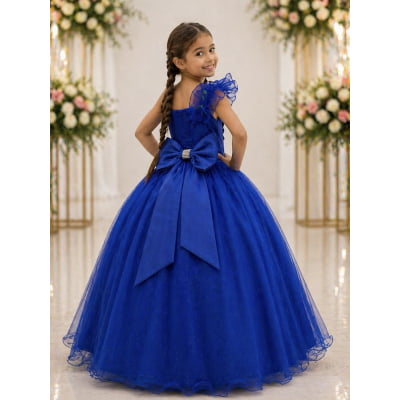 Vestido Infantil Longo Azul Royal Formaturas Daminhas