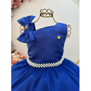 Vestido Infantil Longo Azul Royal Luxo Daminhas Formaturas
