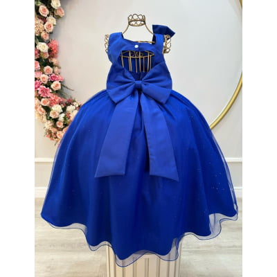 Vestido Infantil Longo Azul Royal Luxo Daminhas Formaturas