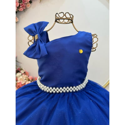 Vestido Infantil Longo Azul Royal Luxo Daminhas Formaturas