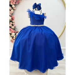 Vestido Infantil Longo Azul Royal Luxo Formaturas Daminhas