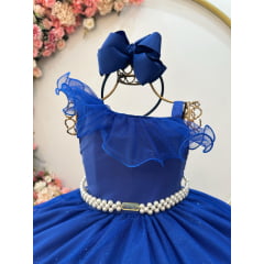 Vestido Infantil Longo Azul Royal Luxo Formaturas Daminhas