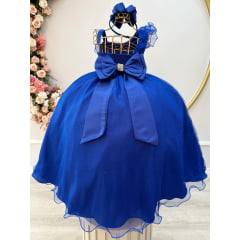 Vestido Infantil Longo Azul Royal Luxo Formaturas Daminhas