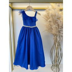 Vestido Infantil Longo Azul Royal Luxo Formaturas Daminhas