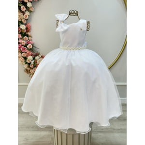 Vestido Infantil Longo Branco Luxo Daminhas Formaturas