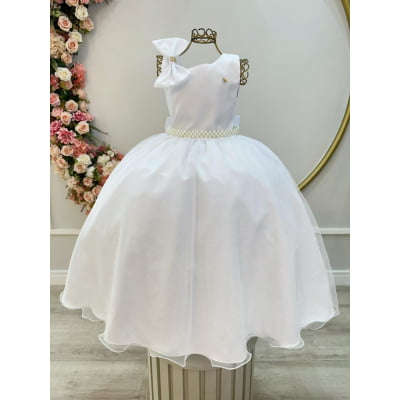 Vestido Infantil Longo Branco Luxo Daminhas Formaturas