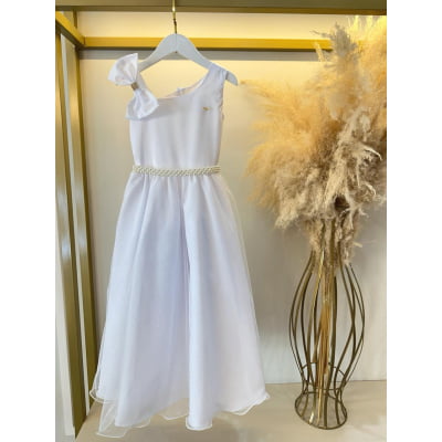 Vestido Infantil Longo Branco Luxo Daminhas Formaturas