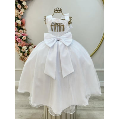 Vestido Infantil Longo Branco Luxo Daminhas Formaturas