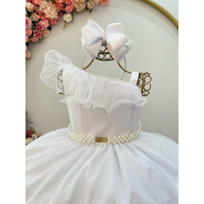 Vestido Infantil Longo Branco Luxo Formaturas Daminhas