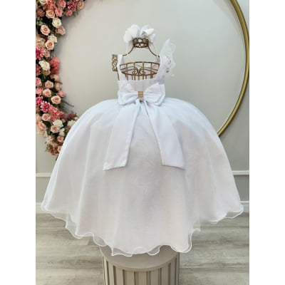 Vestido Infantil Longo Branco Luxo Formaturas Daminhas