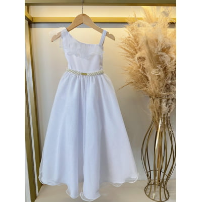Vestido Infantil Longo Branco Luxo Formaturas Daminhas