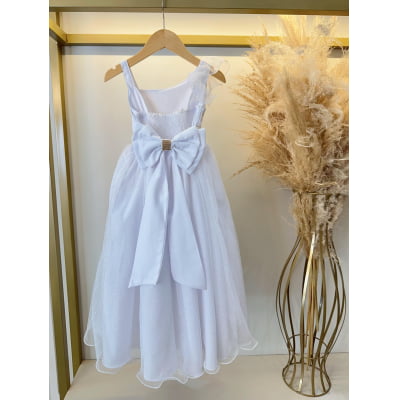 Vestido Infantil Longo Branco Luxo Formaturas Daminhas