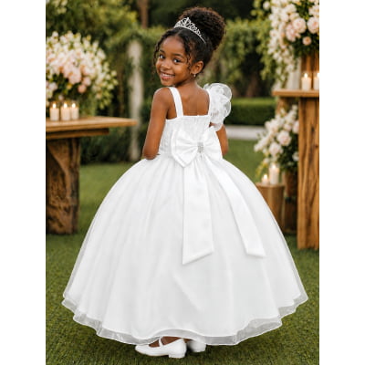 Vestido Infantil Longo Branco Luxo Formaturas Daminhas