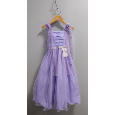 Vestido Infantil Longo Liás Aplique Borboletas Festas Dama Luxo