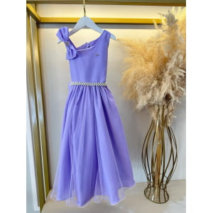 Vestido Infantil Longo Lilás Luxo Daminhas Formaturas