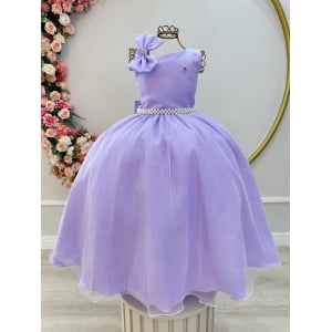 Vestido Infantil Longo Lilás Luxo Daminhas Formaturas