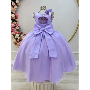 Vestido Infantil Longo Lilás Luxo Daminhas Formaturas