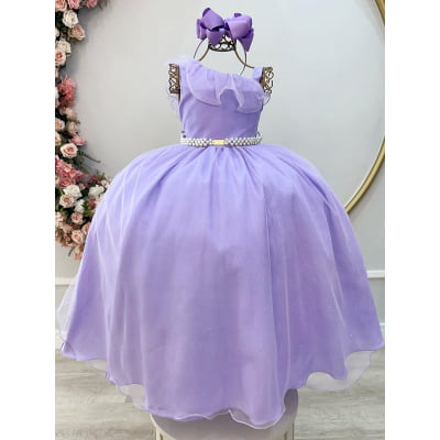 Vestido Infantil Longo Lilás Luxo Formaturas Daminhas